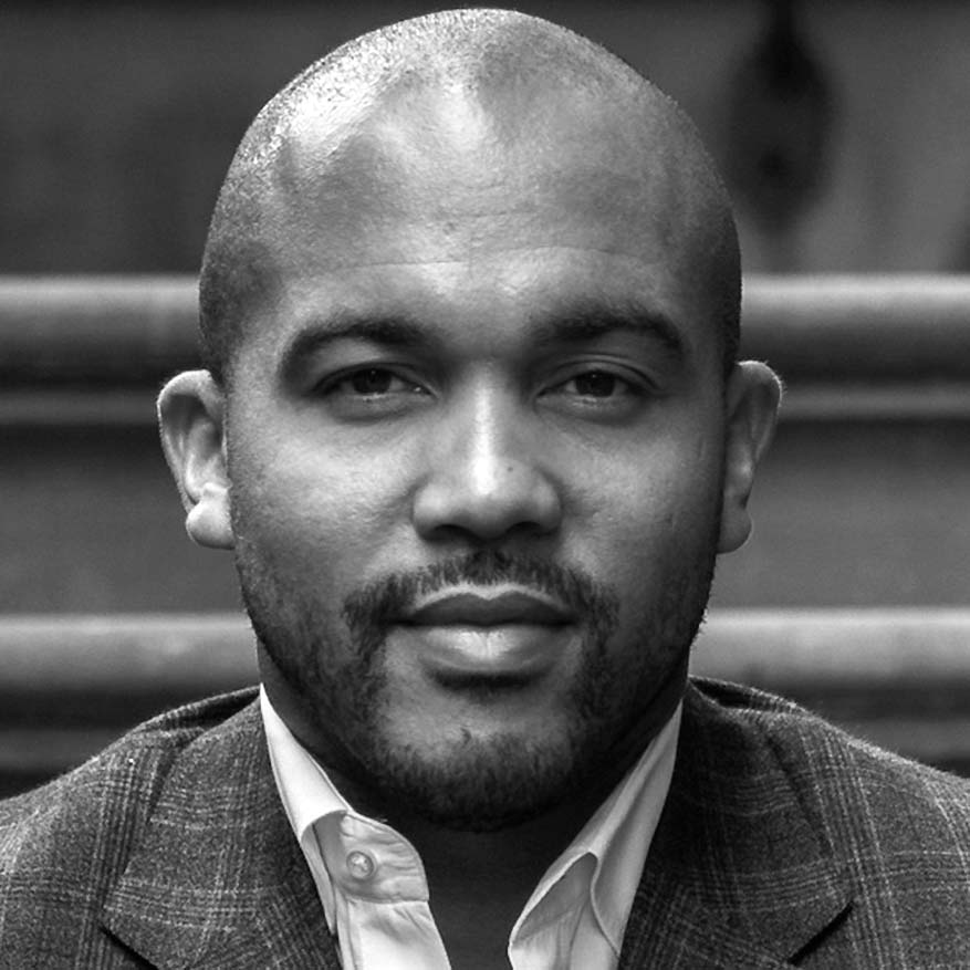 Black and white photograph of Akili Hinson