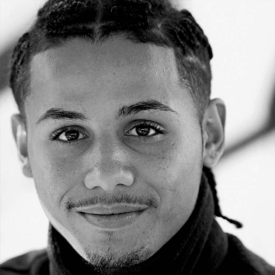 Black and white photograph of Domingo Morales