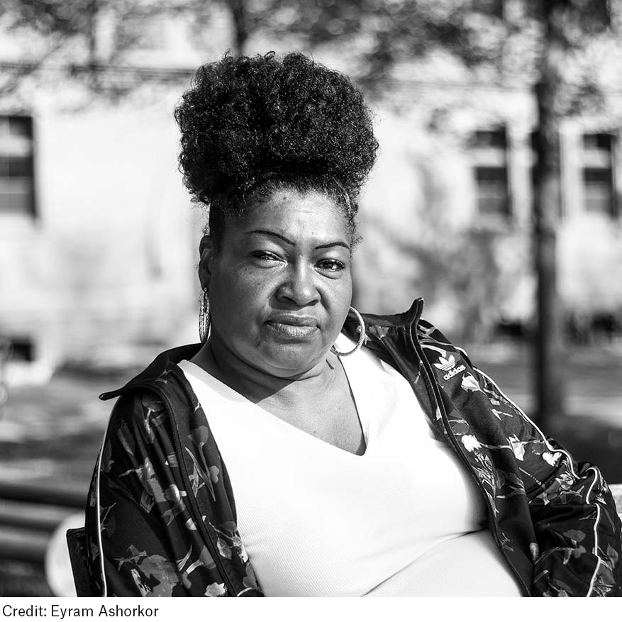 Black and white image of Karen Blondel