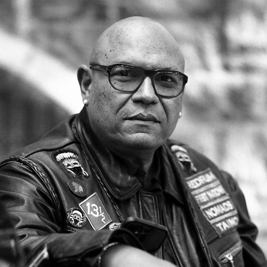 Black and white image of Sam Rivera