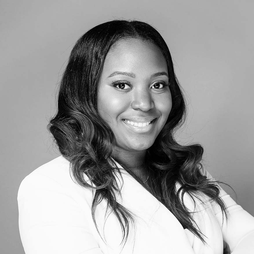 Black and white image of Talia Scott