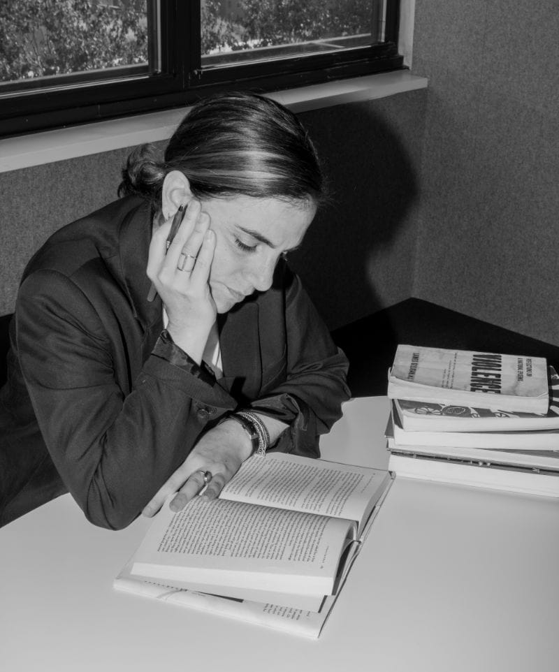 Erika Sasson reading a book