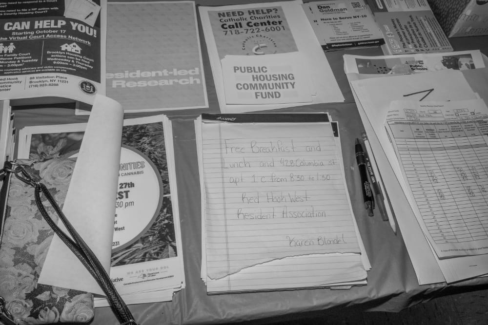 Various documents laid out on a table