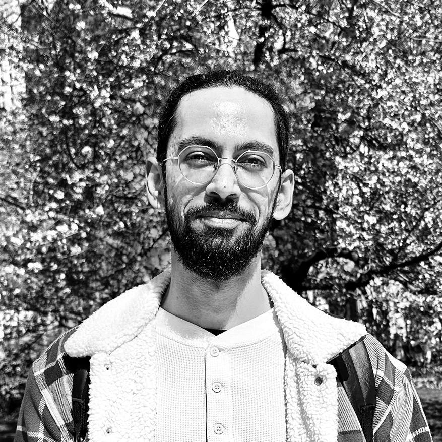 Black and white image of Asad Dandia